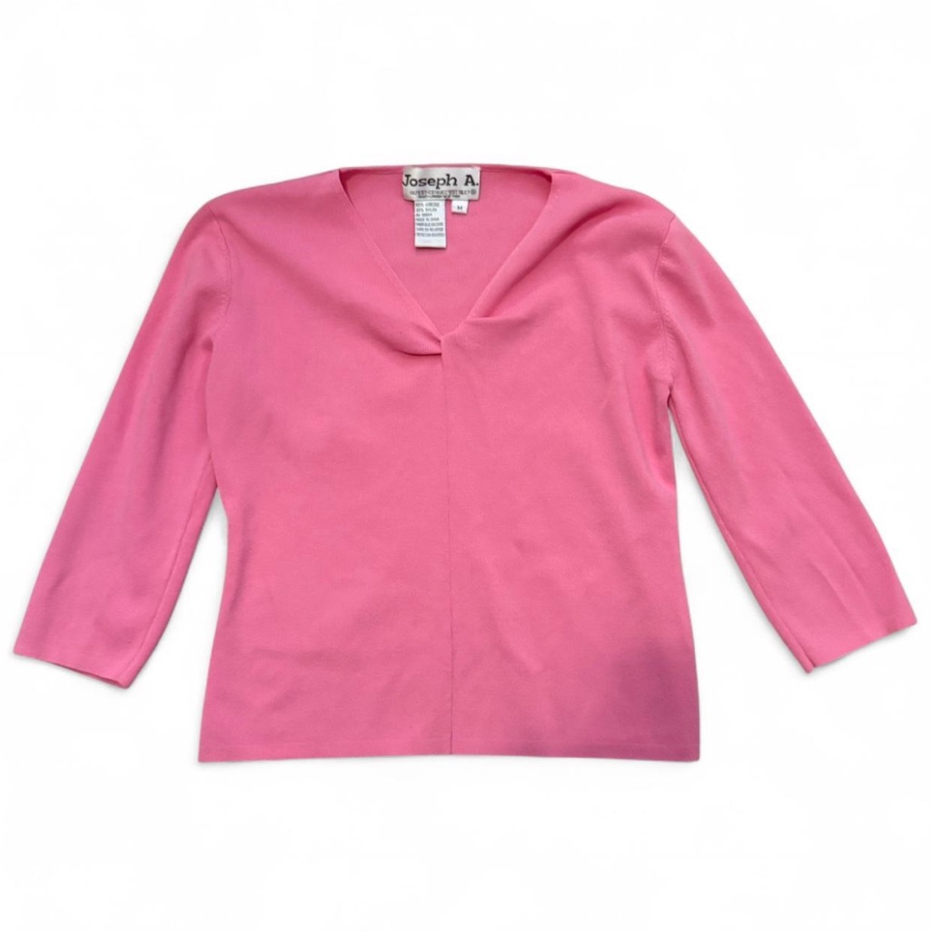 Vintage Joseph A Pink V-Neck Top Womens Top From Saks Fifth Ave